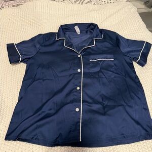 NWOT Navy Blue Satin PJ Set